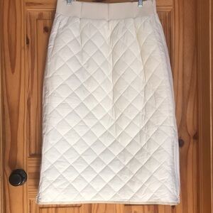 Puffy down midi snow ski Cream Quilted Skirt Ada Faye Large XL side zip